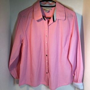 Sag Harbor Button Down Pink Striped Shirt Large